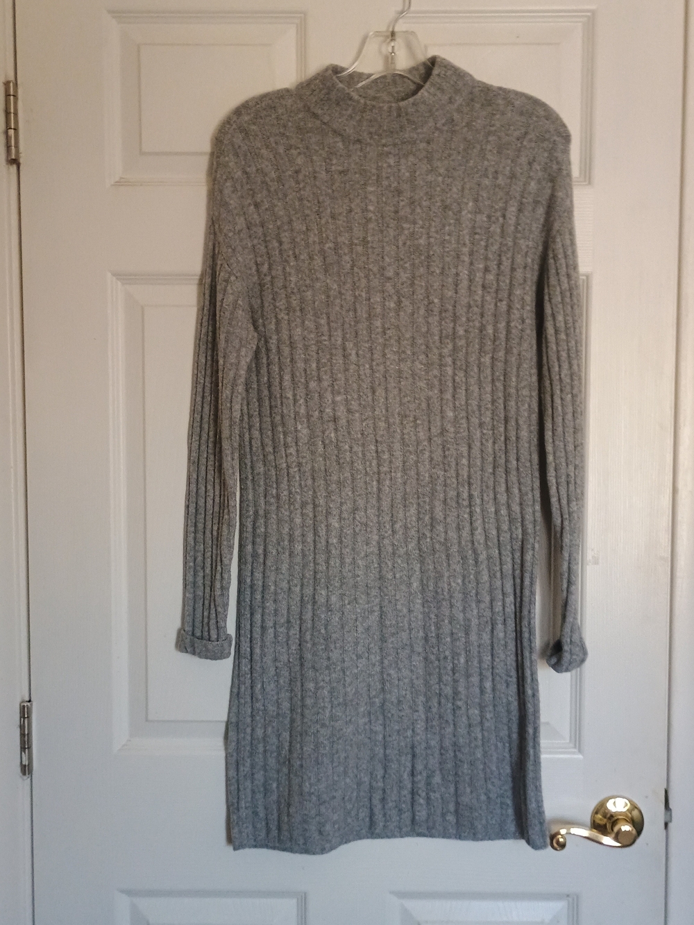EUC Hilary Radley Gray Ribbed Knit Sweater Dress Casual Long Sleeve Size XS
